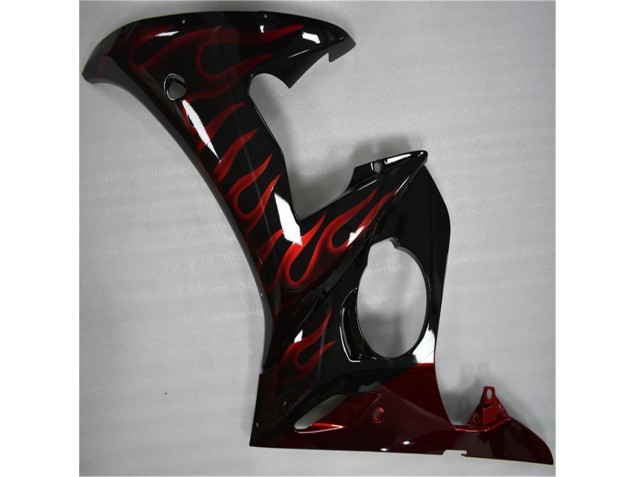 2003-2005 Schwarz rote Flamme Yamaha YZF R6 Motorrad Verkleidung 2003-2005 Schwarz rote Flamme Yamaha YZF R6 Motorrad Verkleidung