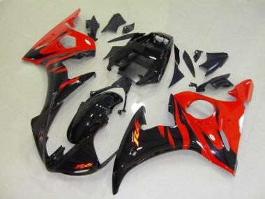 2003-2005 Schwarz rote Flamme Yamaha YZF R6 Motorrad Verkleidungen