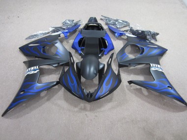 2003-2005 Schwarze Blau Flamme Yamaha YZF R6 Motorrad Verkleidung