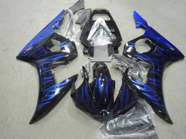 2003-2005 Schwarze Blau Flamme Yamaha YZF R6 Motorrad Verkleidungen