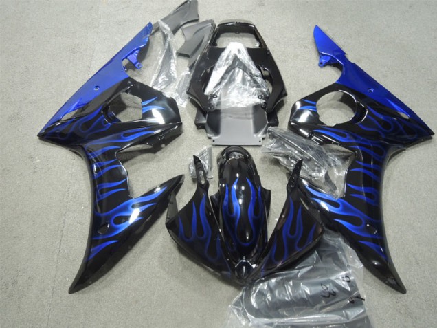 2003-2005 Schwarze Blau Flamme Yamaha YZF R6 Motorrad Verkleidungen 2003-2005 Schwarze Blau Flamme Yamaha YZF R6 Motorrad Verkleidungen