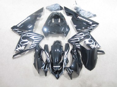 2003-2005 Schwarze weiße Flamme Kawasaki ZX10R Motorrad Verkleidung