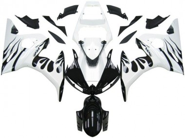 2003-2005 Weiß Flamme Schwarz Yamaha YZF R6 Motorrad Verkleidung