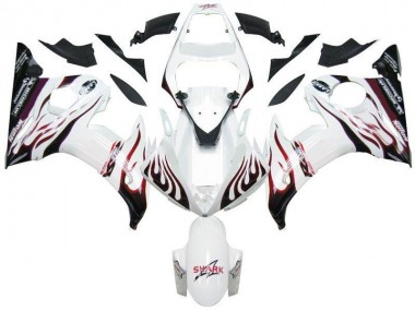 2003-2005 Weiß Schwarz Rot Flamme Yamaha YZF R6 Motorrad Verkleidung