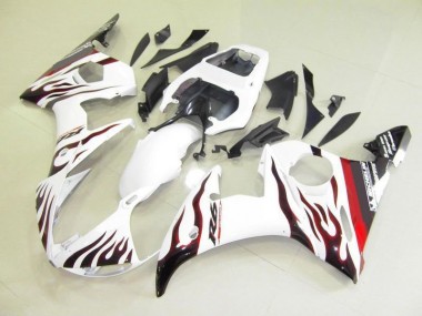 2003-2005 Weiß Und Flamme Yamaha YZF R6 Motorrad Verkleidung