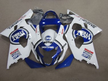 2004-2005 Blau Weiß Lucky Strike Motul Suzuki GSXR 600 Motorrad Verkleidung