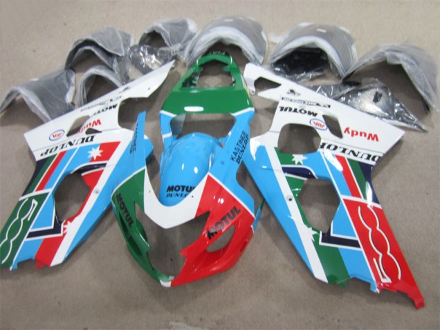 2004-2005 Blaugrün Rot Motul Suzuki GSXR 600 Motorrad Verkleidung 2004-2005 Blaugrün Rot Motul Suzuki GSXR 600 Motorrad Verkleidung