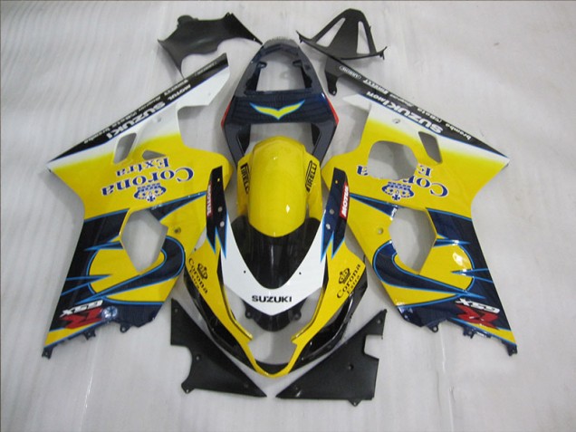 2004-2005 Gelb Blau Corona Extra Suzuki GSXR 600 Motorrad Verkleidung 2004-2005 Gelb Blau Corona Extra Suzuki GSXR 600 Motorrad Verkleidung
