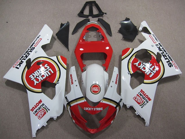 2004-2005 Rot Weiß Lucky Strike Motul Suzuki GSXR 600 Motorrad Verkleidung 2004-2005 Rot Weiß Lucky Strike Motul Suzuki GSXR 600 Motorrad Verkleidung
