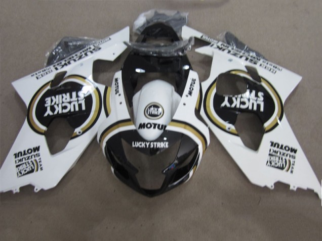 2004-2005 Schwarz Weiß Lucky Strike Motul Suzuki GSXR 600 Motorrad Verkleidung 2004-2005 Schwarz Weiß Lucky Strike Motul Suzuki GSXR 600 Motorrad Verkleidung