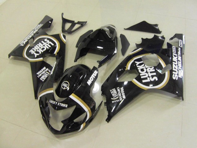 2004-2005 Schwarz Weiß Lucky Strike Motul Suzuki GSXR 750 Motorrad Verkleidung