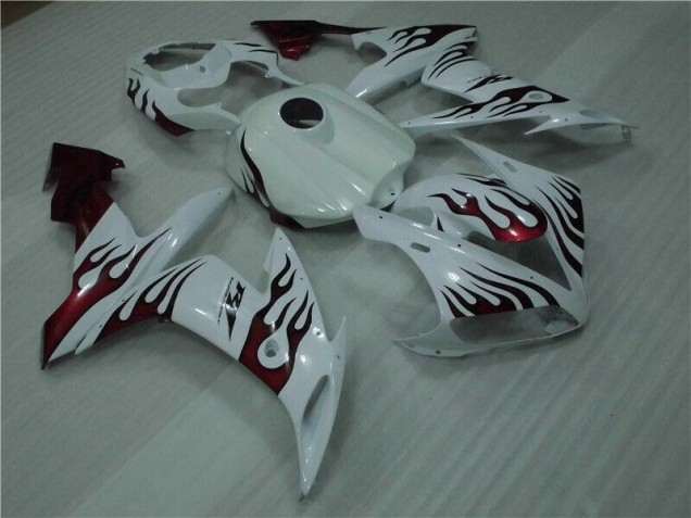 2004-2006 Weiß Rot Flamme Yamaha YZF R1 Motorrad Verkleidung 2004-2006 Weiß Rot Flamme Yamaha YZF R1 Motorrad Verkleidung