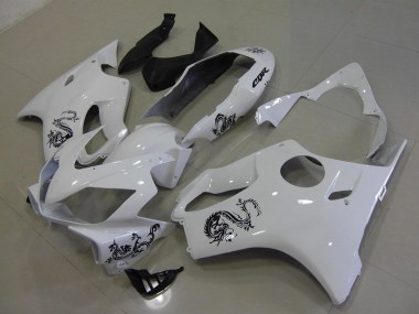 2004-2007 Weiß mit Schwarz Dragon Honda CBR600 F4i Motorrad Verkleidung