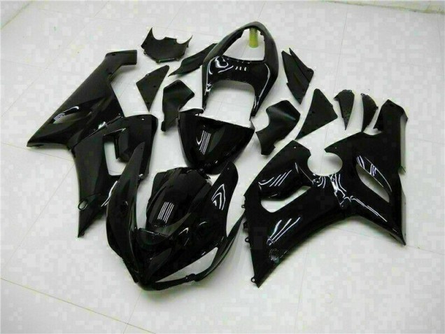 2005-2006 Glänzend Schwarz Kawasaki ZX6R Motorrad Verkleidungen 2005-2006 Glänzend Schwarz Kawasaki ZX6R Motorrad Verkleidungen