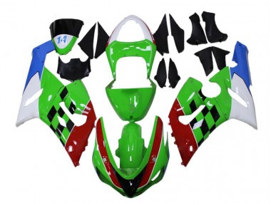 2005-2006 Grün Rot Weiß Blau Kawasaki ZX6R Motorrad Verkleidung