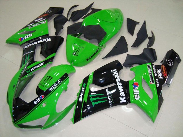 2005-2006 Grünes Monster Kawasaki ZX6R Motorrad Verkleidung 2005-2006 Grünes Monster Kawasaki ZX6R Motorrad Verkleidung
