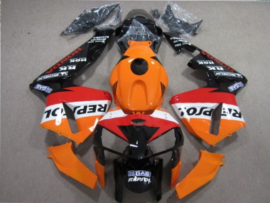 2005-2006 Orange Rot Schwarz Repsol Honda CBR600RR Motorrad Verkleidung
