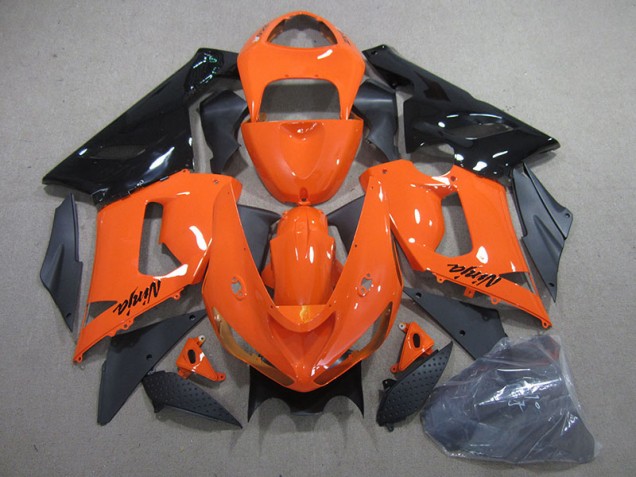 2005-2006 Orange Schwarz Ninja Kawasaki ZX6R Motorrad Vollverkleidung 2005-2006 Orange Schwarz Ninja Kawasaki ZX6R Motorrad Vollverkleidung