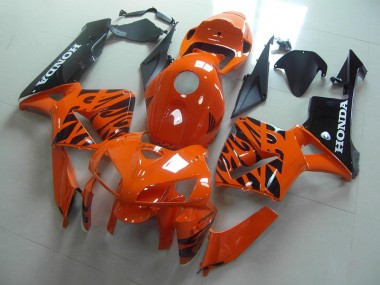 2005-2006 Orange Schwarze Flamme Honda CBR600RR Motorrad Verkleidung
