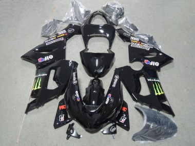 2005-2006 Schwarz 3M Touch4 Monster Kawasaki ZX6R Motorrad Verkleidung