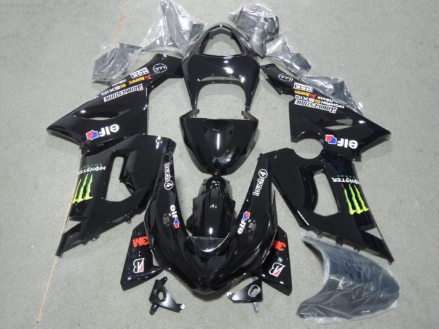 2005-2006 Schwarz 3M Touch4 Monster Kawasaki ZX6R Motorrad Verkleidungen 2005-2006 Schwarz 3M Touch4 Monster Kawasaki ZX6R Motorrad Verkleidungen