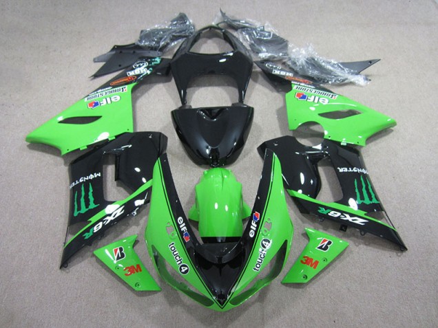 2005-2006 Schwarz Grün 3M Touch4 Monster Kawasaki ZX6R Motorrad Verkleidung 2005-2006 Schwarz Grün 3M Touch4 Monster Kawasaki ZX6R Motorrad Verkleidung