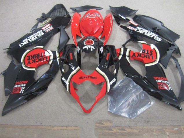 2005-2006 Schwarz Lucky Strike Rot Motul Suzuki GSXR 1000 Motorrad Verkleidung 2005-2006 Schwarz Lucky Strike Rot Motul Suzuki GSXR 1000 Motorrad Verkleidung