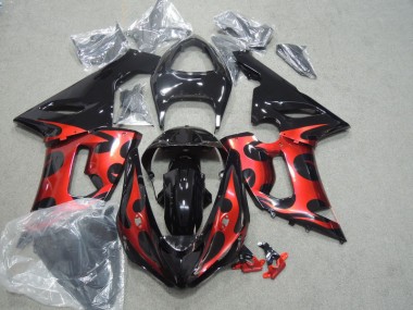 2005-2006 Schwarz Rot Kawasaki ZX6R Motorrad Verkleidung