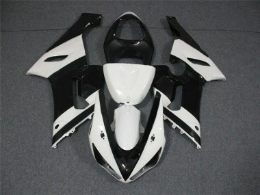 2005-2006 Schwarz Weiß Kawasaki ZX6R Motorrad Verkleidungen