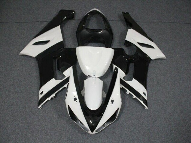 2005-2006 Schwarz Weiß Kawasaki ZX6R Motorrad Verkleidungen