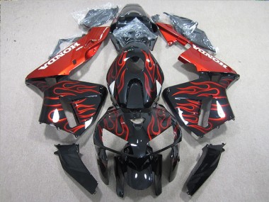 2005-2006 Schwarz rote Flamme Honda CBR600RR Motorrad Verkleidung
