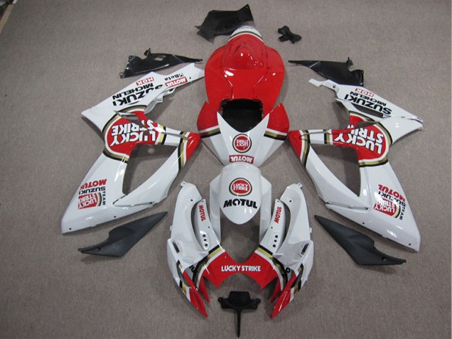 2005-2006 Weiß Lucky Strike Rot Motul Suzuki GSXR 1000 Motorrad Verkleidung 2005-2006 Weiß Lucky Strike Rot Motul Suzuki GSXR 1000 Motorrad Verkleidung