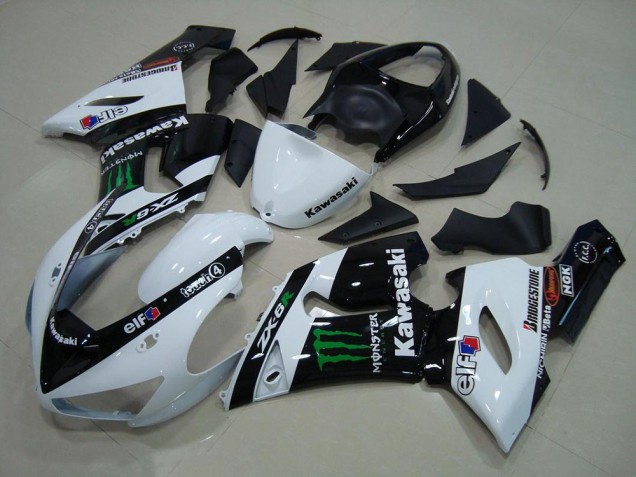 2005-2006 Weiß Monster Kawasaki ZX6R Motorrad Verkleidung 2005-2006 Weiß Monster Kawasaki ZX6R Motorrad Verkleidung