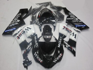 2005-2006 Weiß Schwarz Kawasaki ZX6R Motorrad Verkleidungen