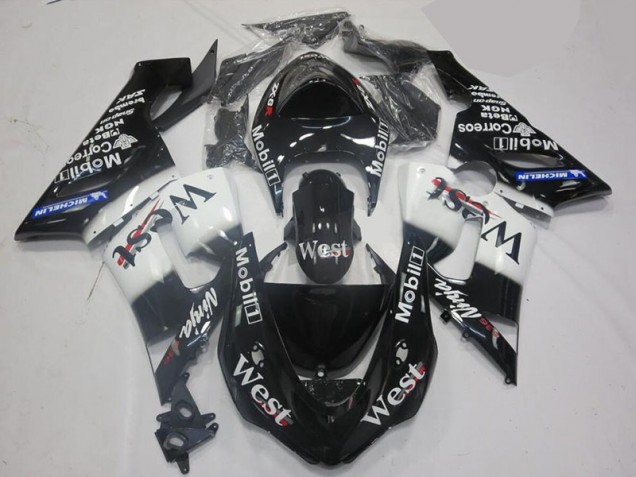 2005-2006 Weiß Schwarz Kawasaki ZX6R Motorrad Verkleidungen 2005-2006 Weiß Schwarz Kawasaki ZX6R Motorrad Verkleidungen