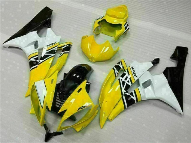 2006-2007 Gelb Weiß Schwarz Yamaha YZF R6 Motorrad Verkleidungen 2006-2007 Gelb Weiß Schwarz Yamaha YZF R6 Motorrad Verkleidungen