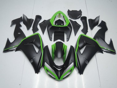 2006-2007 Matt Schwarz mit grünem Streifen Kawasaki ZX10R Motorrad Verkleidung