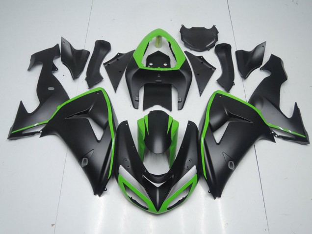 2006-2007 Matt Schwarz mit grünem Streifen Kawasaki ZX10R Motorrad Verkleidung 2006-2007 Matt Schwarz mit grünem Streifen Kawasaki ZX10R Motorrad Verkleidung