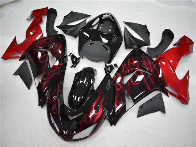 2006-2007 Rot Flamme Kawasaki ZX10R Motorrad Verkleidung 2006-2007 Rot Flamme Kawasaki ZX10R Motorrad Verkleidung