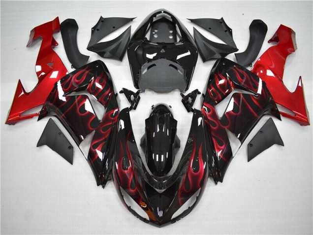 2006-2007 Rot Flamme Kawasaki ZX10R Motorrad Verkleidung 2006-2007 Rot Flamme Kawasaki ZX10R Motorrad Verkleidung