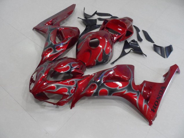 2006-2007 Rot Silber Flamme Honda CBR1000RR Motorrad Verkleidung 2006-2007 Rot Silber Flamme Honda CBR1000RR Motorrad Verkleidung