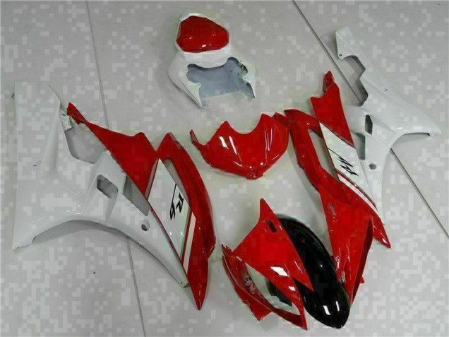 2006-2007 Rot Weiß Yamaha YZF R6 Motorrad Vollverkleidung & Plastik 2006-2007 Rot Weiß Yamaha YZF R6 Motorrad Vollverkleidung & Plastik