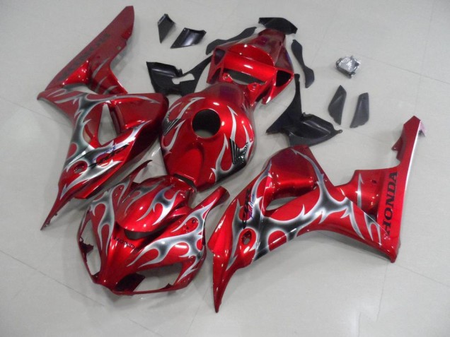 2006-2007 Rot mit Schwarz Grau Flamme Honda CBR1000RR Motorrad Verkleidung 2006-2007 Rot mit Schwarz Grau Flamme Honda CBR1000RR Motorrad Verkleidung