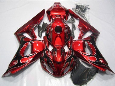 2006-2007 Rote Schwarz Flamme Honda CBR1000RR Motorrad Verkleidung