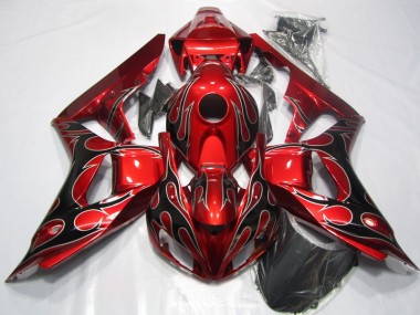 2006-2007 Rote Schwarz Flamme Honda CBR1000RR Motorrad Verkleidungen