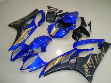 2006-2007 Schwarz Blau mit Gold Aufkleber Yamaha YZF R6 Motorrad Verkleidung