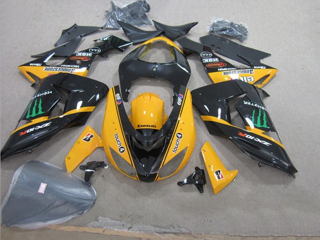 2006-2007 Schwarz Gelb Touch4 Monster Kawasaki ZX10R Motorrad Verkleidung 2006-2007 Schwarz Gelb Touch4 Monster Kawasaki ZX10R Motorrad Verkleidung