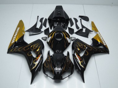2006-2007 Schwarz Gold Flamme Honda CBR1000RR Motorrad Verkleidung