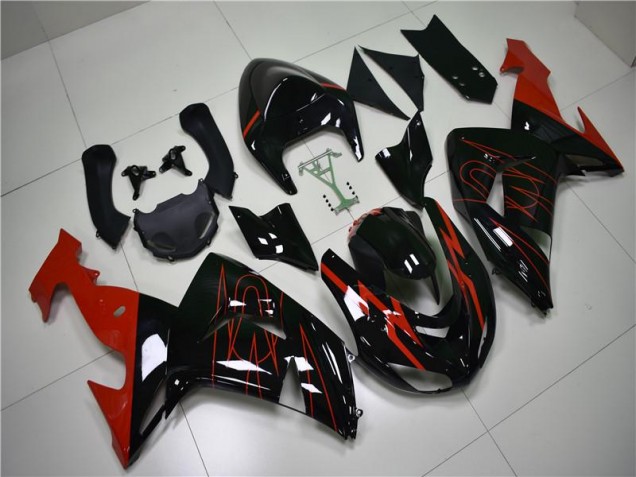 2006-2007 Schwarz Rot Kawasaki ZX10R Motorrad Verkleidung