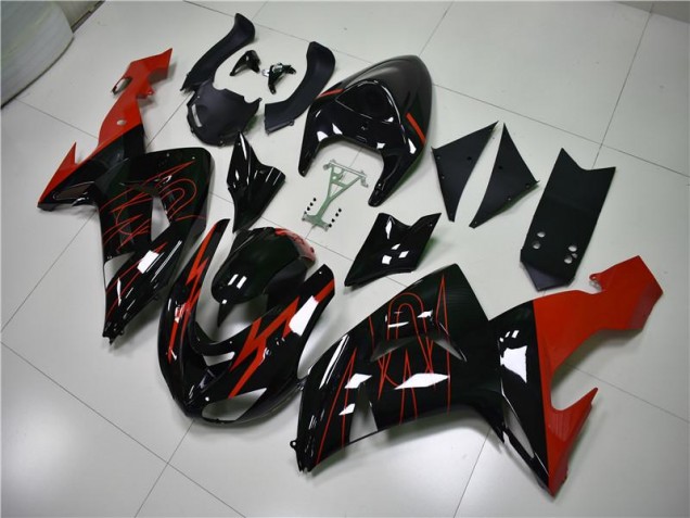 2006-2007 Schwarz Rot Kawasaki ZX10R Motorrad Verkleidung